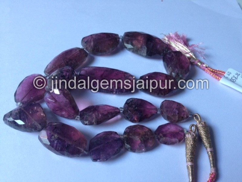 Moss Pink Tourmaline Far Faceted Nuggets Shape Beads